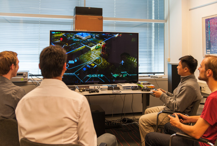 Studenten achter game