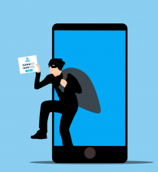 Illustratie waarop een diep uit een telefoon loopt met inloggegevens