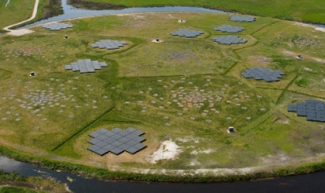 Luchtfoto van de LOFAR radiotelescoop