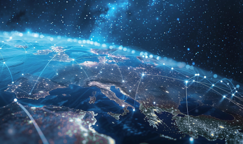 visualisatie wereld met netwerkverbindingen