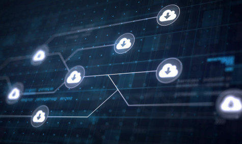 afbeelding van cloud iconen verbonden in een netwerk