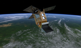 De Sentinel 5-P setelliet zweeft boven de aarde