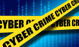 Illustratie van programmeercode met daaroverheen geel tape waarop cybercrime staat