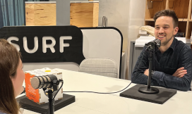 podcastopname in de SURFstudio met Eva van Dam en Sander Klemann