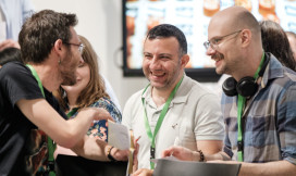 drie deelnemers van de LCRDM Netwerkdag in gesprek