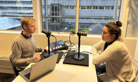 podcastopname in de SURFstudio met Niels Weijers en Ariana Torres-Knoops