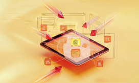 visualisatie cyberdreigingsbeeld met tablet en ai icoon