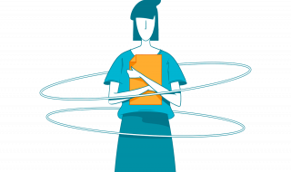 Illustratie van een vrouw met een document