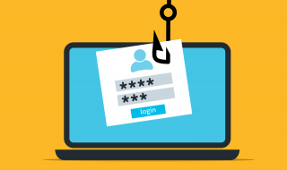 Illustratie van een laptop waarop persoongegevens met een haak worden weggehaald