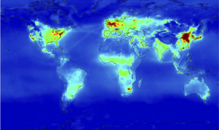Tropomi-kaart van NO2 (stikstofdioxide), een maat voor luchtvervuiling