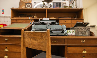 Desk with an old typewriter