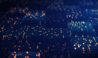 Big data binary code futuristic information technology, data flow.