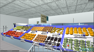 Virtuele weergave van een fruitafdeling in een supermarkt