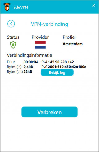 Voorbeeldscherm VPN- verbinding is gemaakt