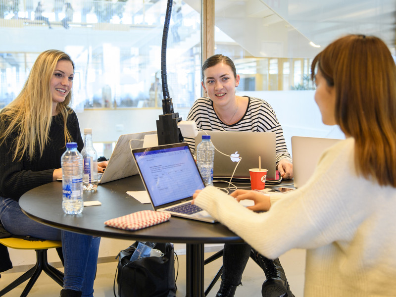 studenten in overleg op de Erasmus Universiteit Rotterdam