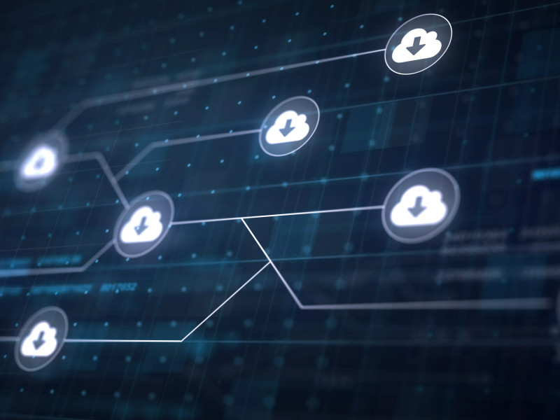 afbeelding van cloud iconen verbonden in een netwerk