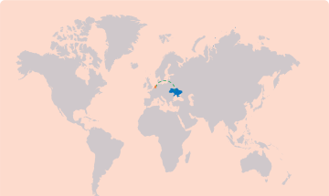 Landkaart met aanduiding van Oekraïne