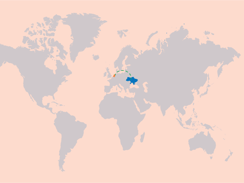 Landkaart met aanduiding van Oekraïne