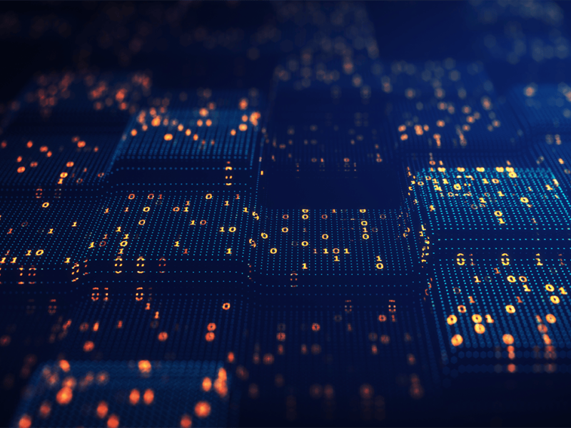 Big data binary code futuristic information technology, data flow. 