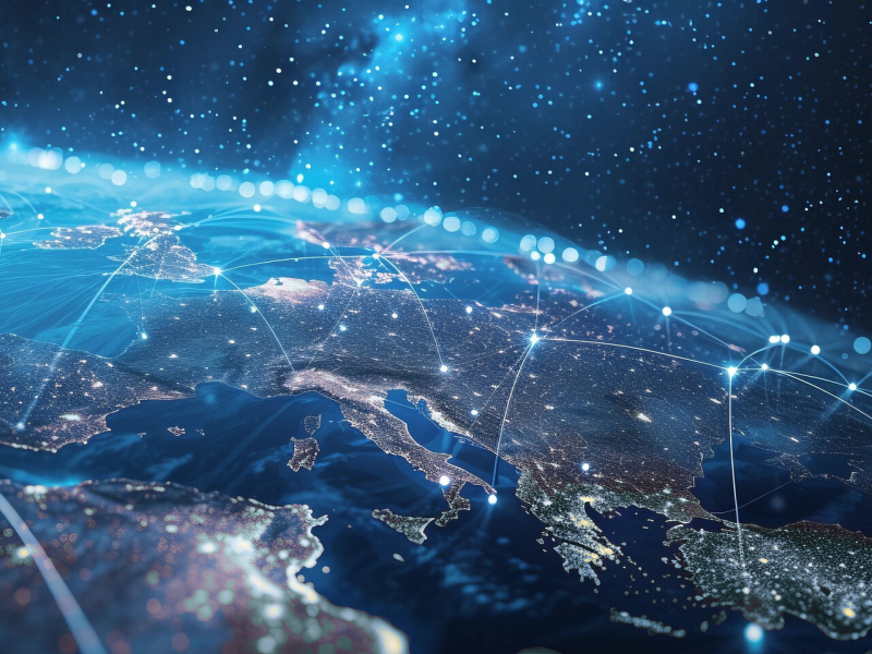 visualisatie wereld met netwerkverbindingen