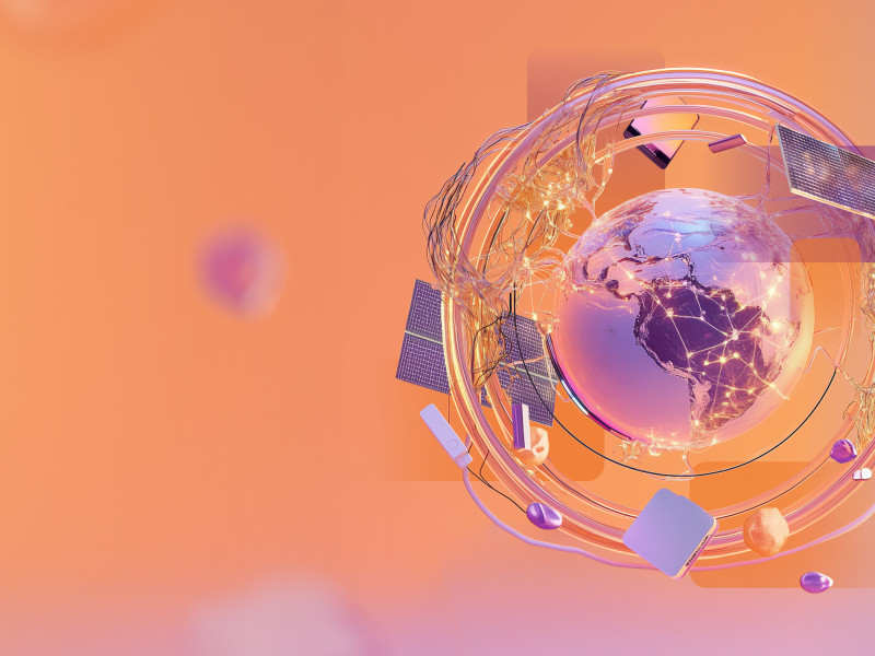 illustration of a globe with networks around it 